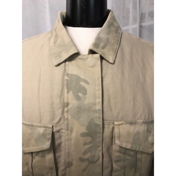 Anthropologie Hei Hei Women's Jacket Taupe Camo Crop Linen Size XSP NWT - Picture 4 of 12